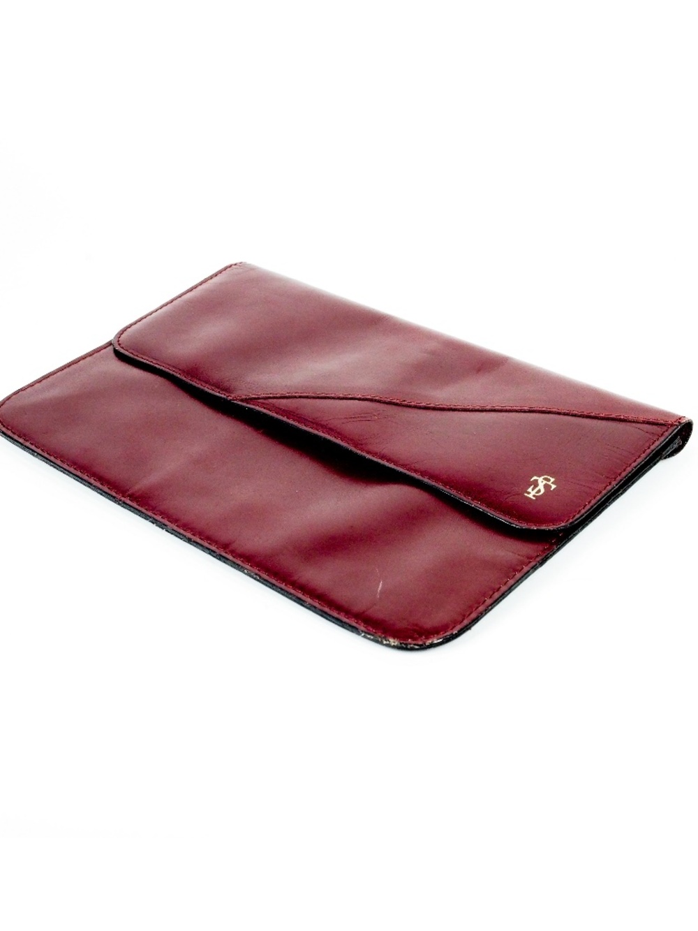 Tazisacs Morocco Vintage 60s 70s RARE Handmade Genuine Leather Dark Red Envelope